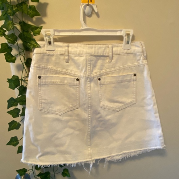 Cream Jean Mini Skirt - Picture 2 of 3